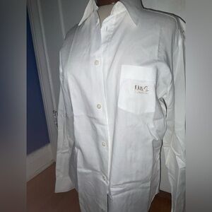VTG Dolce & Gabbana White Button Down Logo Embroidered on Pocket Size 32 | 46